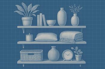 Cozy shelf blueprint with staggered spacing