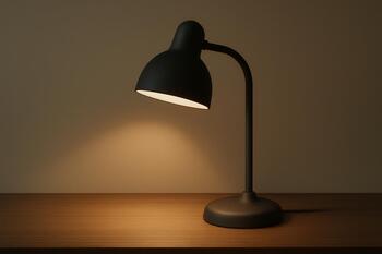Matte desk lamp casting a soft cone of light