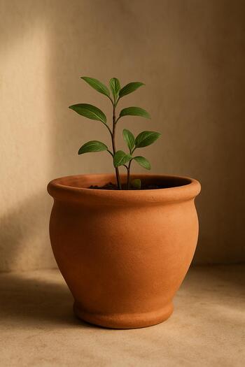 Earthen planter with soft texture