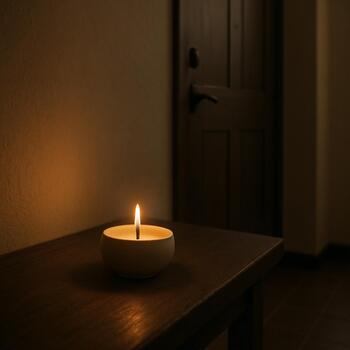 Single tea light in a tiny holder