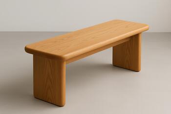 Oak bench with rounded edge