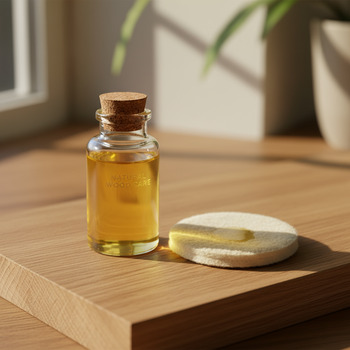Bottle of light oil and a small pad