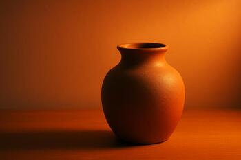 Evening glow with warm gradient on stoneware