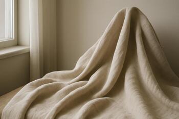 Linen near a shaded window, soft folds