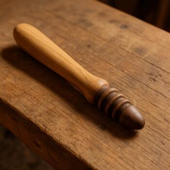 Wood burnisher tool on a bench