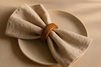 Linen napkin with a ring, evening light