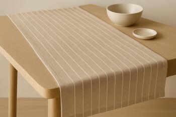 Oat-colored striped table runner