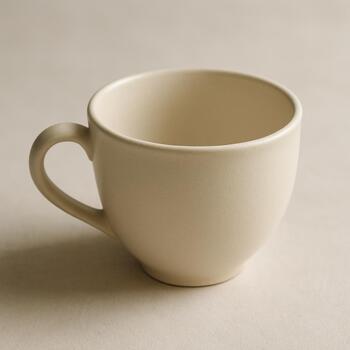 Matte tea cup with quiet rim highlight